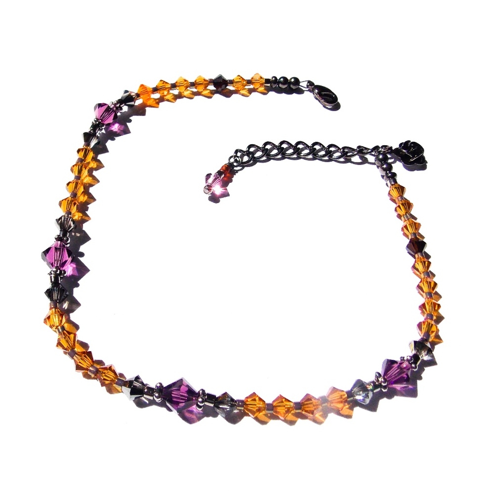 Ankle Bracelet Orange Purple Black Rose Charm Boho - Picture 3 of 4